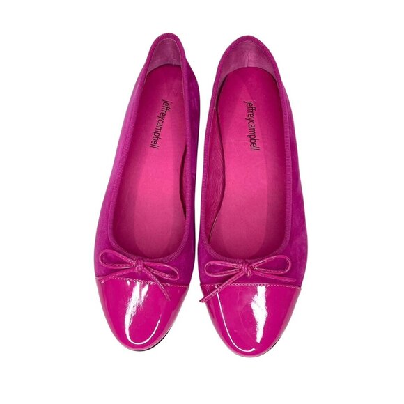 Jeffrey Campbell Arabesque Pink Suede Ballet Flats Cap Toe SZ 8 NEW - Picture 1 of 11
